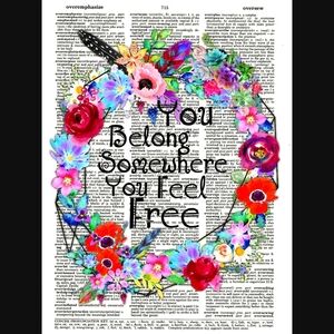 Freedom and Flowers Dictionary Art Print